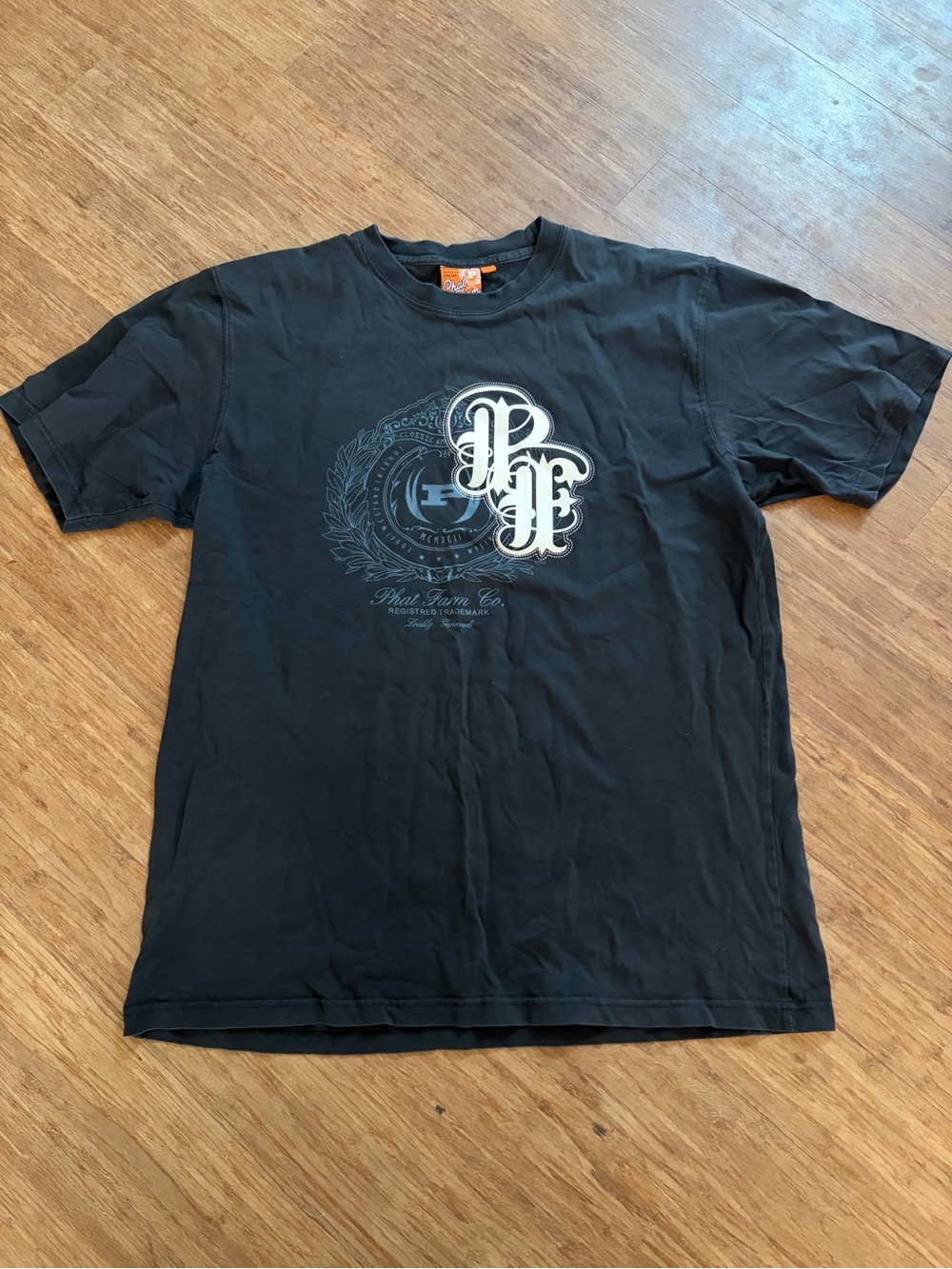 Vintage Phat Farm Graphic T-Shirt XL Black Y2K Streetwear Crest Logo